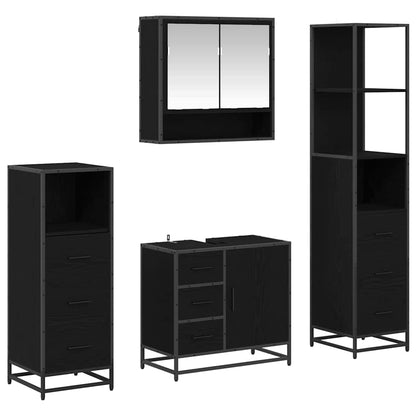 vidaXL Bathroom Furniture Set 4 pcs Black Oak Engineered Wood 2