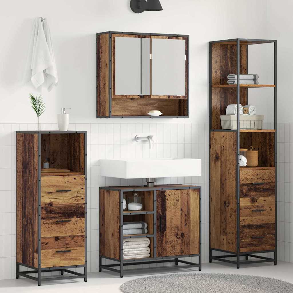 vidaXL Bathroom Furniture Set 3 pcs Old Wood Engineered Wood 1
