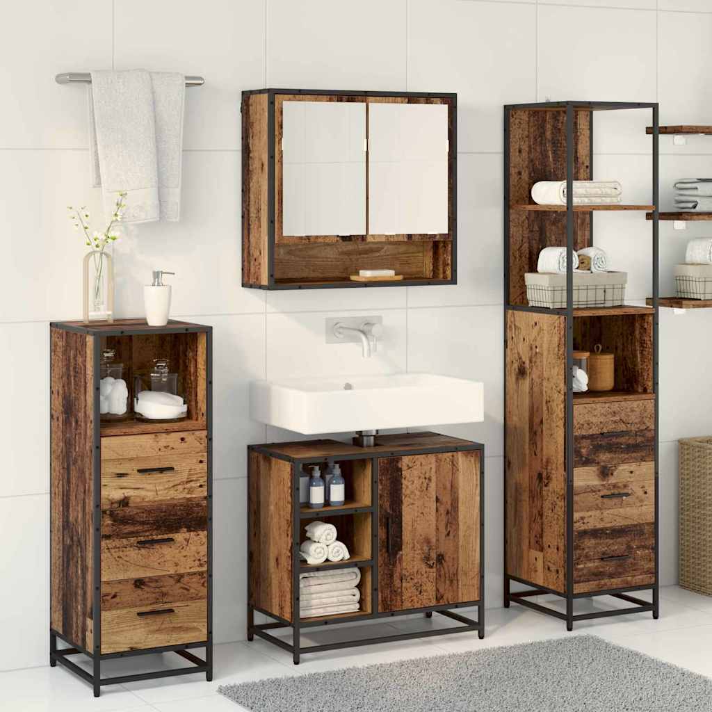 vidaXL Bathroom Furniture Set 3 pcs Old Wood Engineered Wood 4