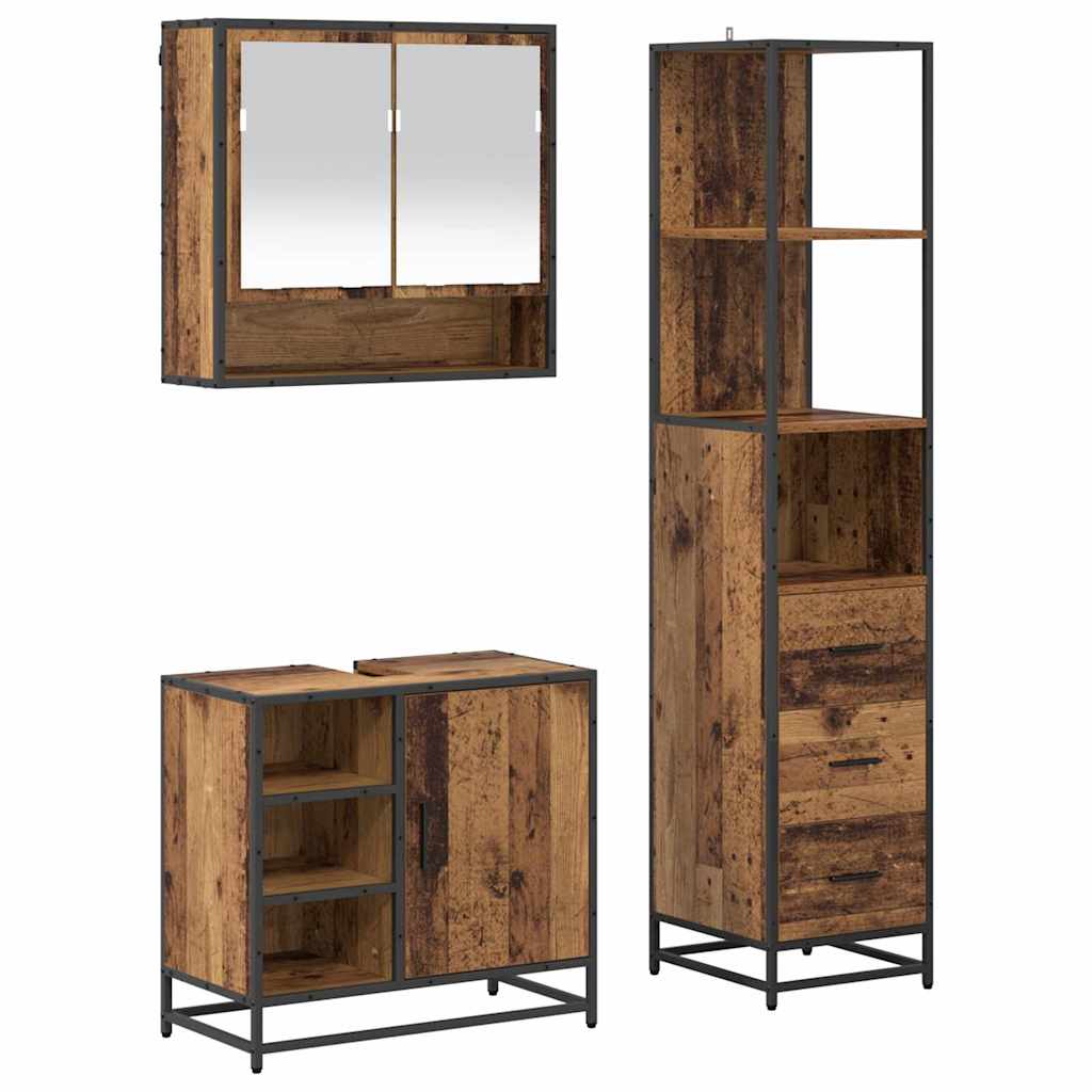 vidaXL Bathroom Furniture Set 3 pcs Old Wood Engineered Wood 2