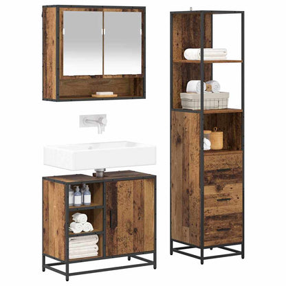 vidaXL Bathroom Furniture Set 3 pcs Old Wood Engineered Wood 3