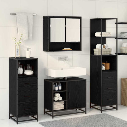 vidaXL Bathroom Furniture Set 3 pcs Black Oak Engineered Wood 4