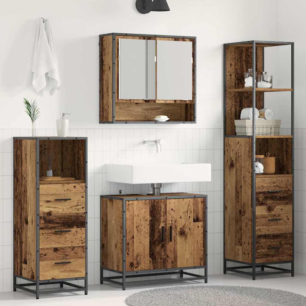 vidaXL Bathroom Furniture Set 4 pcs Old Wood Engineered Wood 1