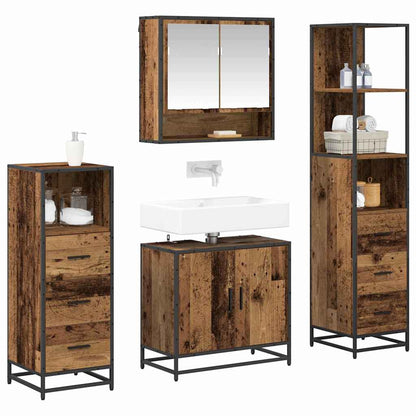vidaXL Bathroom Furniture Set 4 pcs Old Wood Engineered Wood 3