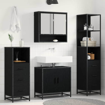 vidaXL Bathroom Furniture Set 4 pcs Black Oak Engineered Wood 1