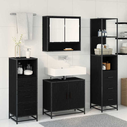 vidaXL Bathroom Furniture Set 4 pcs Black Oak Engineered Wood 4