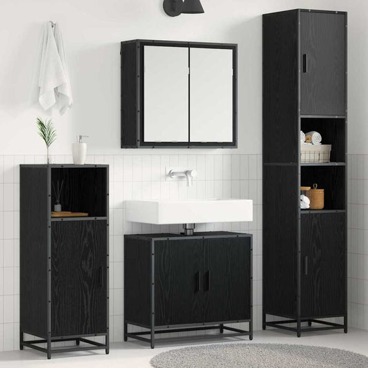 Bathroom Furniture Set 3 pcs 65 x 33 x 60 cm Black oak