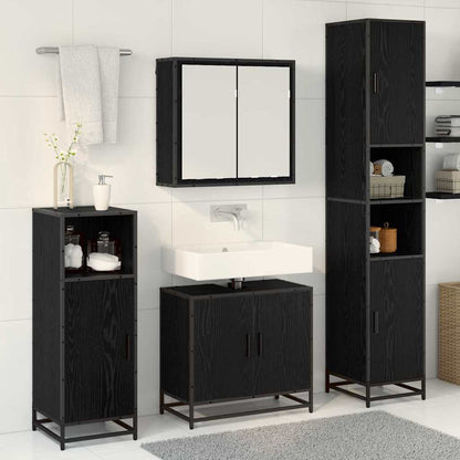 vidaXL Bathroom Furniture Set 3 pcs Black Oak Engineered Wood 4