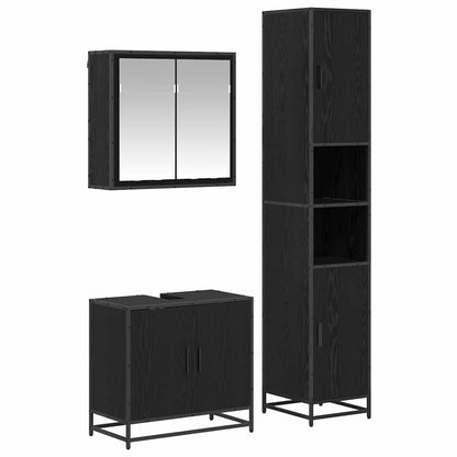 vidaXL Bathroom Furniture Set 3 pcs Black Oak Engineered Wood 2