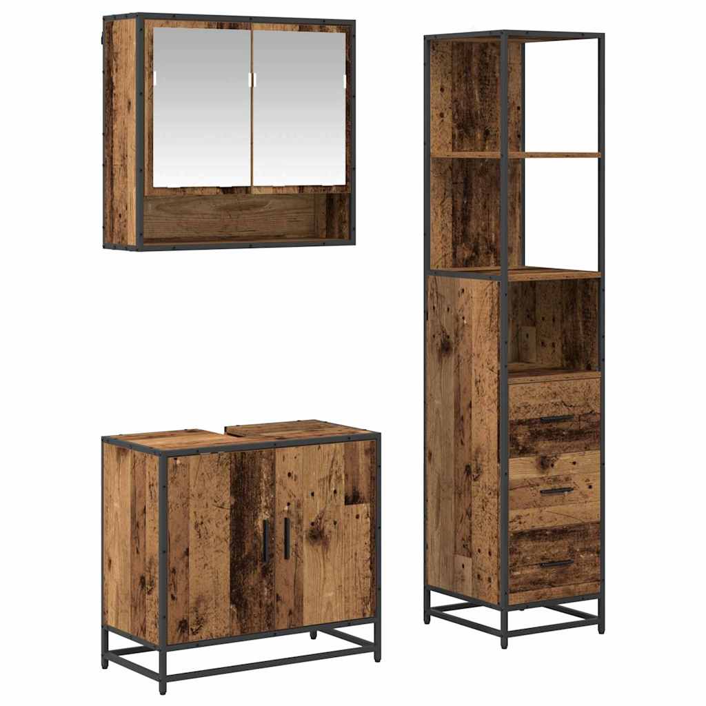 vidaXL Bathroom Furniture Set 3 pcs Old Wood Engineered Wood 2