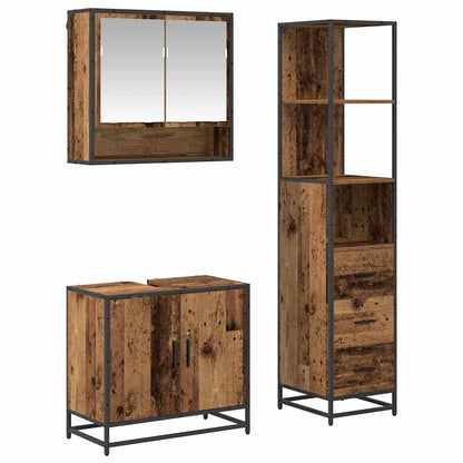 vidaXL Bathroom Furniture Set 3 pcs Old Wood Engineered Wood 2