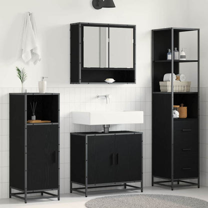 vidaXL Bathroom Furniture Set 3 pcs Black Oak Engineered Wood 1