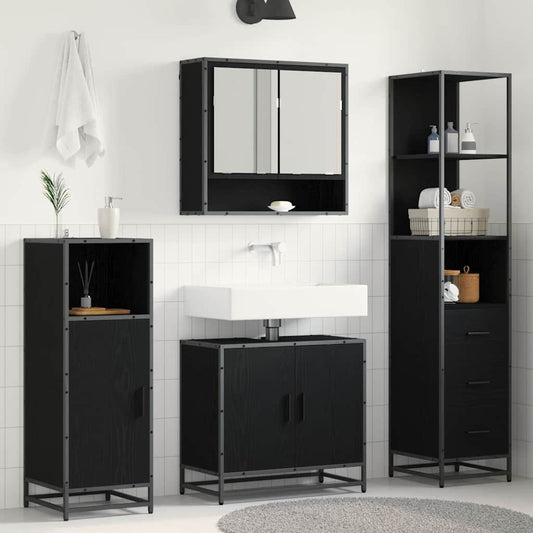 Bathroom Furniture Set 3 pcs Engineered Wood Black oak