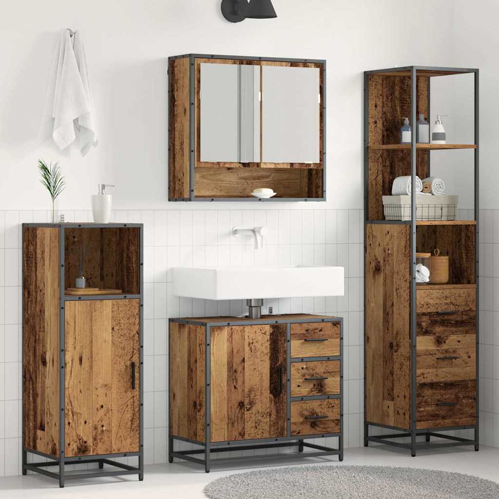 vidaXL Bathroom Furniture Set 3 pcs Old Wood Engineered Wood 1