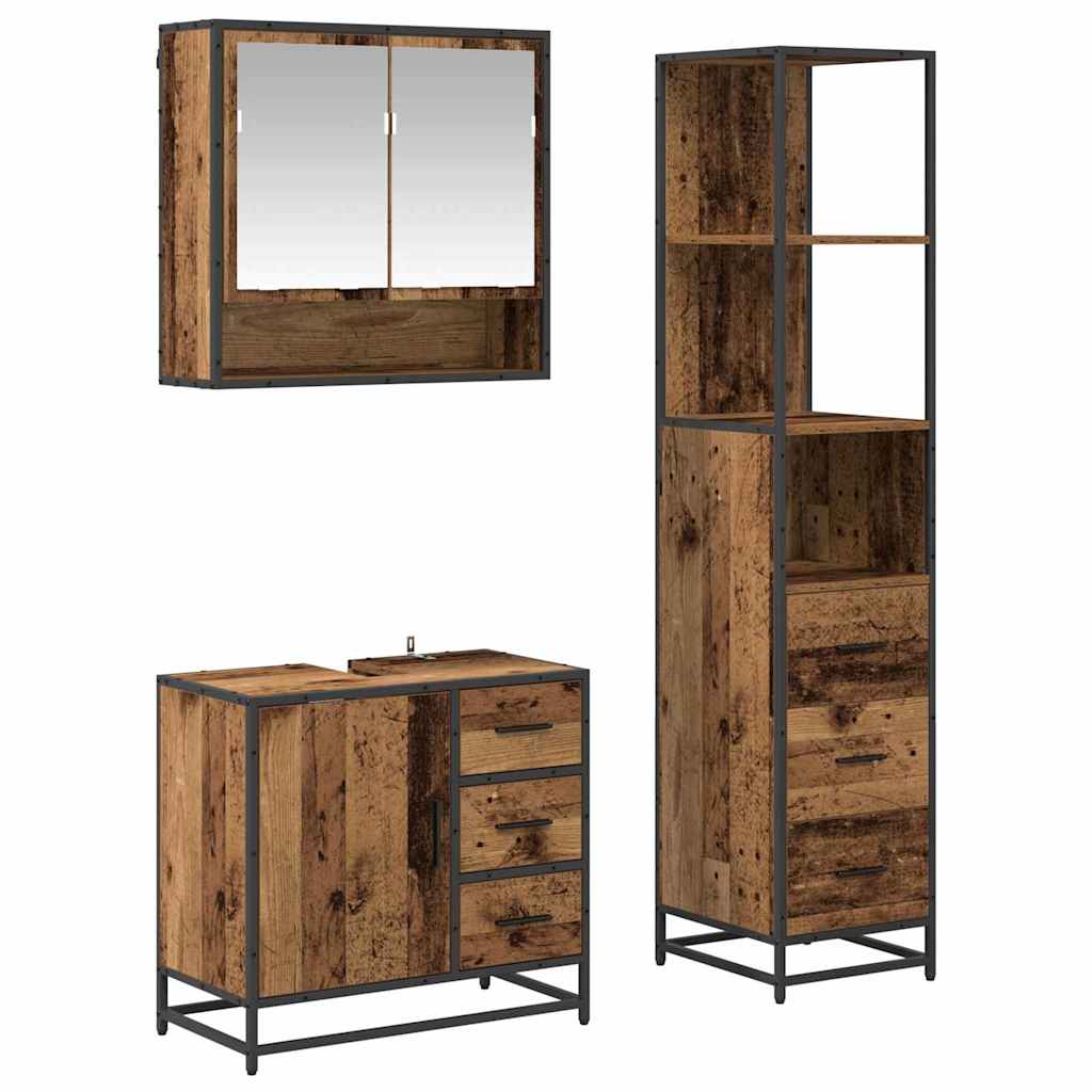 vidaXL Bathroom Furniture Set 3 pcs Old Wood Engineered Wood 2