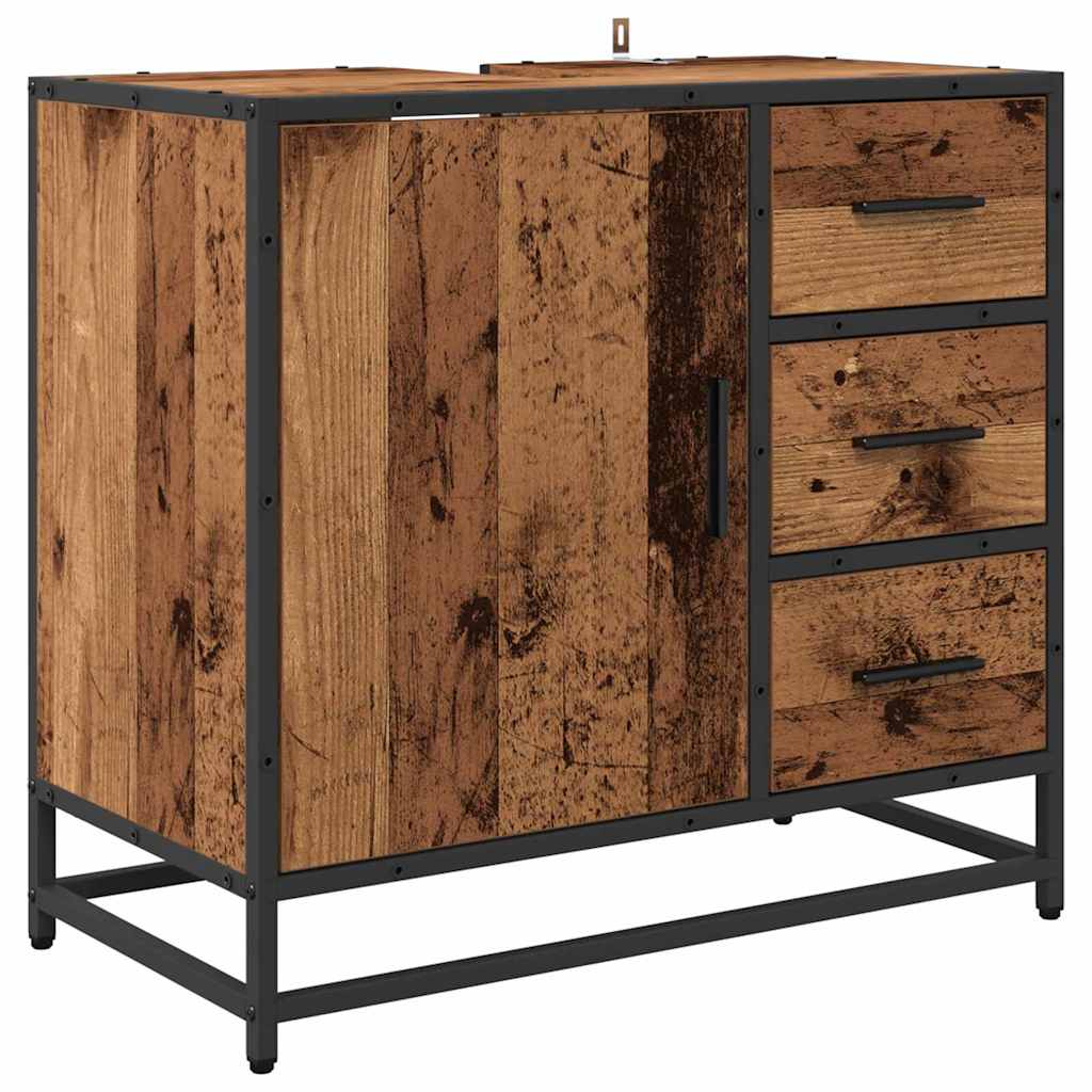 vidaXL Bathroom Furniture Set 3 pcs Old Wood Engineered Wood 5