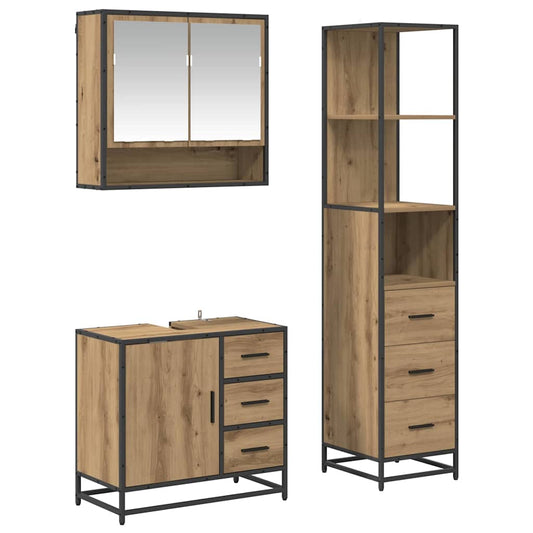 Bathroom Furniture Set 3 pcs Engineered Wood Artisan oak