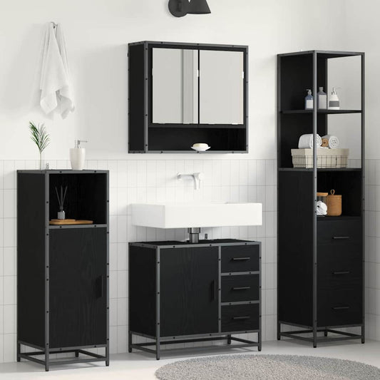 vidaXL Bathroom Furniture Set 3 pcs Black Oak Engineered Wood 1