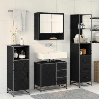 vidaXL Bathroom Furniture Set 3 pcs Black Oak Engineered Wood 4