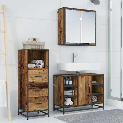 vidaXL Bathroom Furniture Set 3 pcs Old Wood Engineered Wood 4