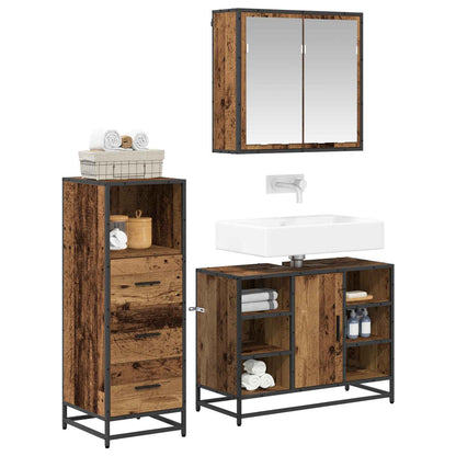 vidaXL Bathroom Furniture Set 3 pcs Old Wood Engineered Wood 3
