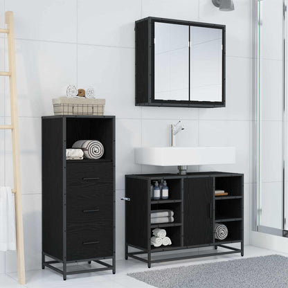 vidaXL Bathroom Furniture Set 3 pcs Black Oak Engineered Wood 4