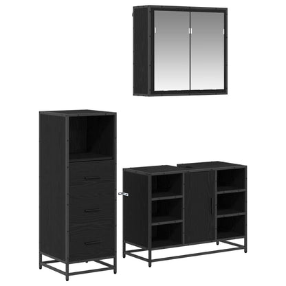 vidaXL Bathroom Furniture Set 3 pcs Black Oak Engineered Wood 2