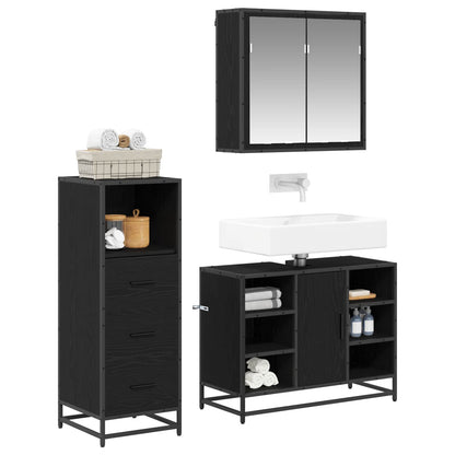 vidaXL Bathroom Furniture Set 3 pcs Black Oak Engineered Wood 3
