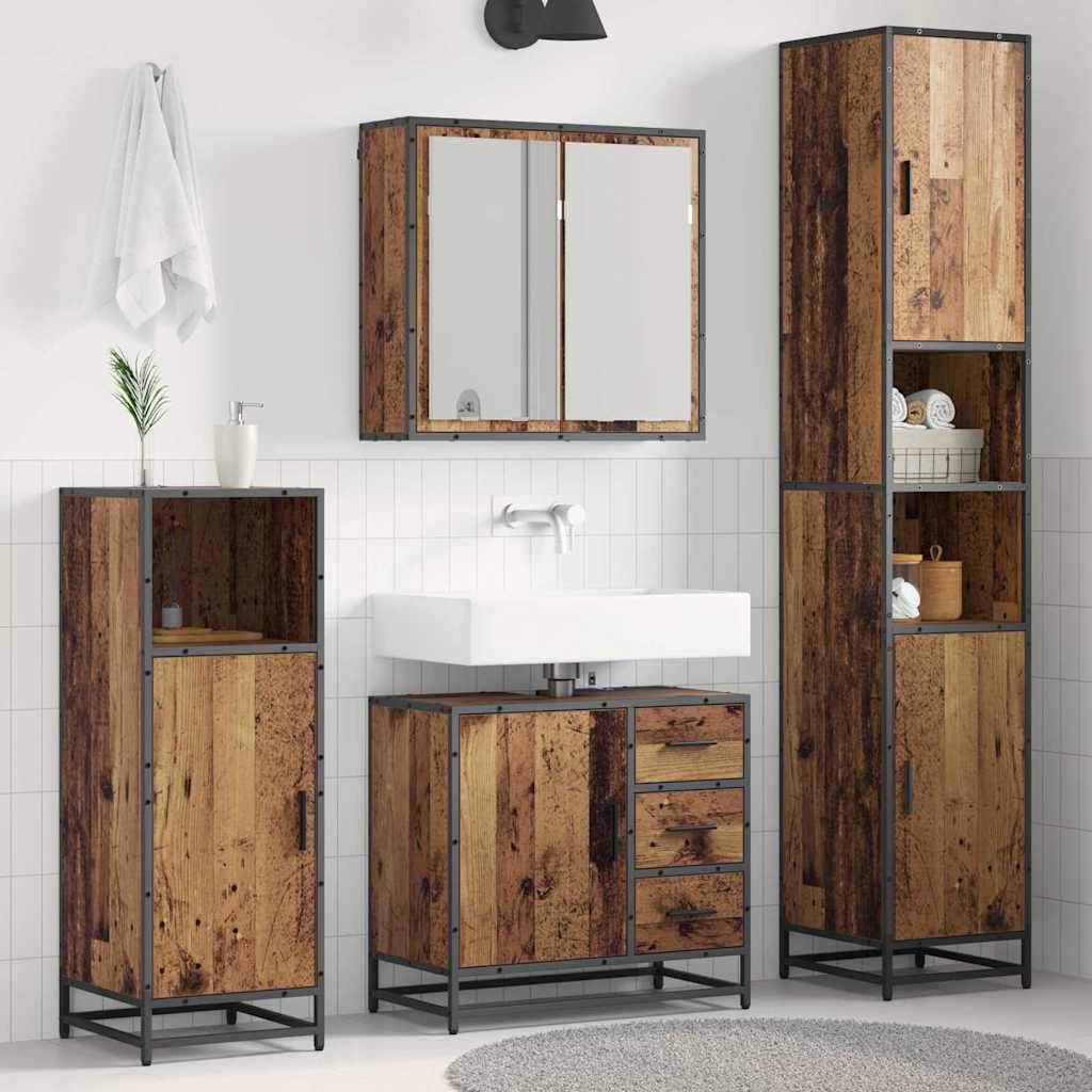 vidaXL Bathroom Furniture Set 3 pcs Old Wood Engineered Wood 1