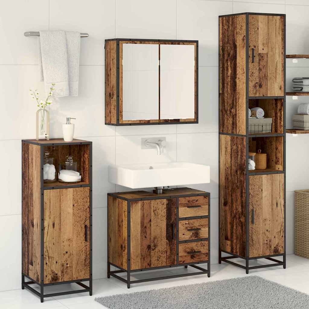 vidaXL Bathroom Furniture Set 3 pcs Old Wood Engineered Wood 4