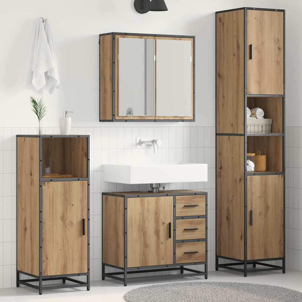 vidaXL Bathroom Furniture Set 3 pcs Artisan Oak Engineered Wood 1