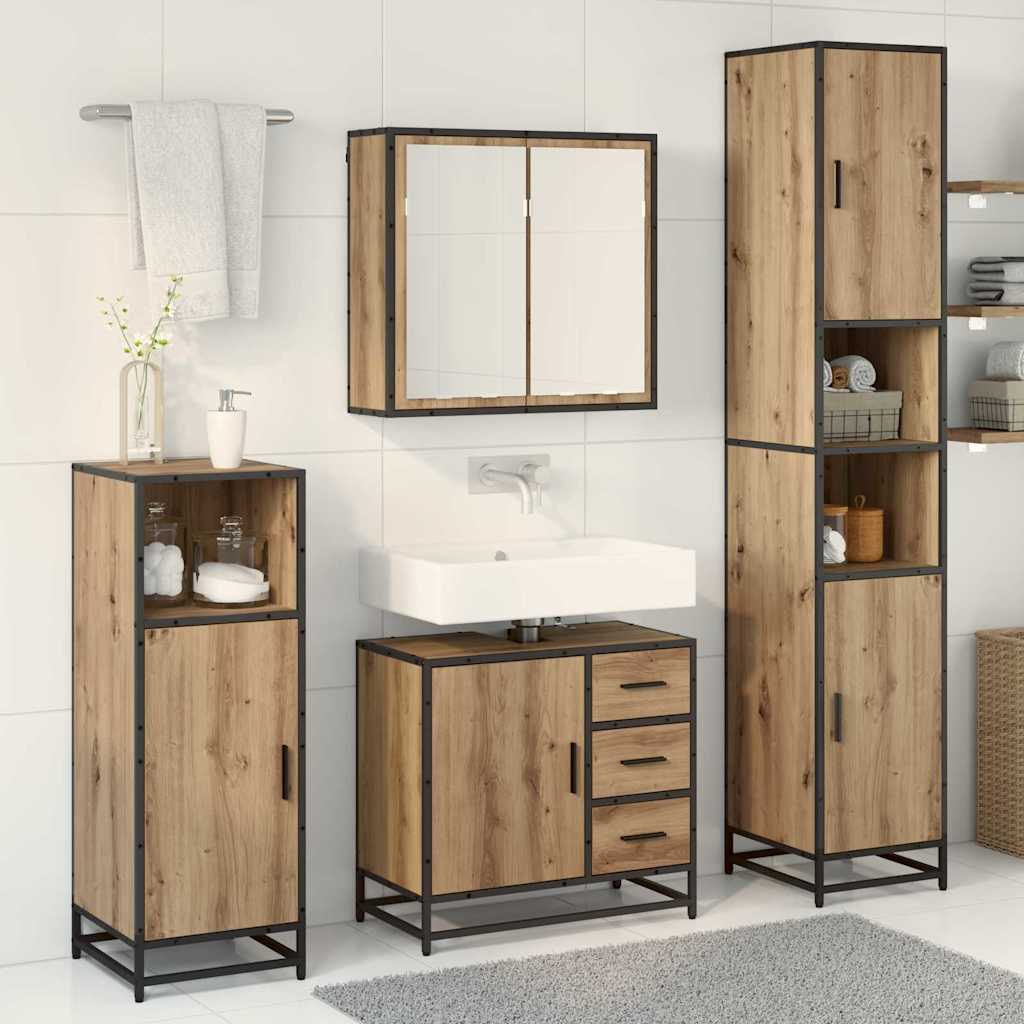 vidaXL Bathroom Furniture Set 3 pcs Artisan Oak Engineered Wood 4