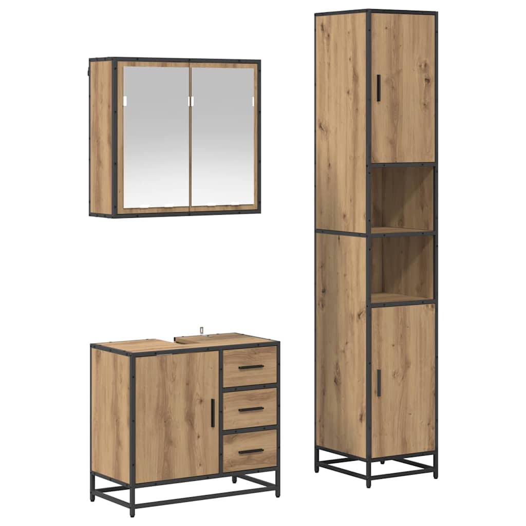 vidaXL Bathroom Furniture Set 3 pcs Artisan Oak Engineered Wood 2