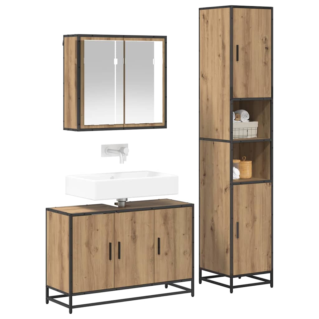 vidaXL Bathroom Furniture Set 3 pcs Artisan Oak Engineered Wood 3