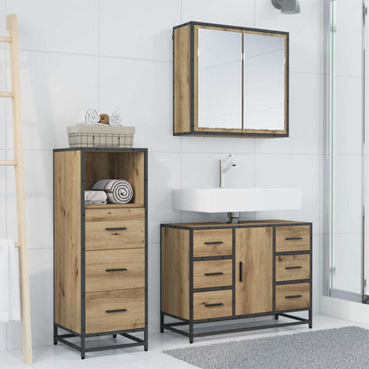 vidaXL Bathroom Furniture Set 3 pcs Artisan Oak Engineered Wood 4