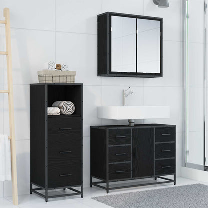 vidaXL Bathroom Furniture Set 3 pcs Black Oak Engineered Wood 4