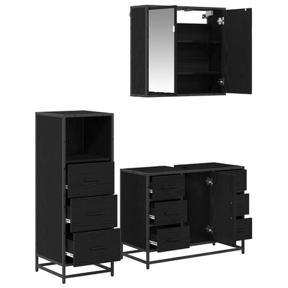 vidaXL Bathroom Furniture Set 3 pcs Black Oak Engineered Wood 5