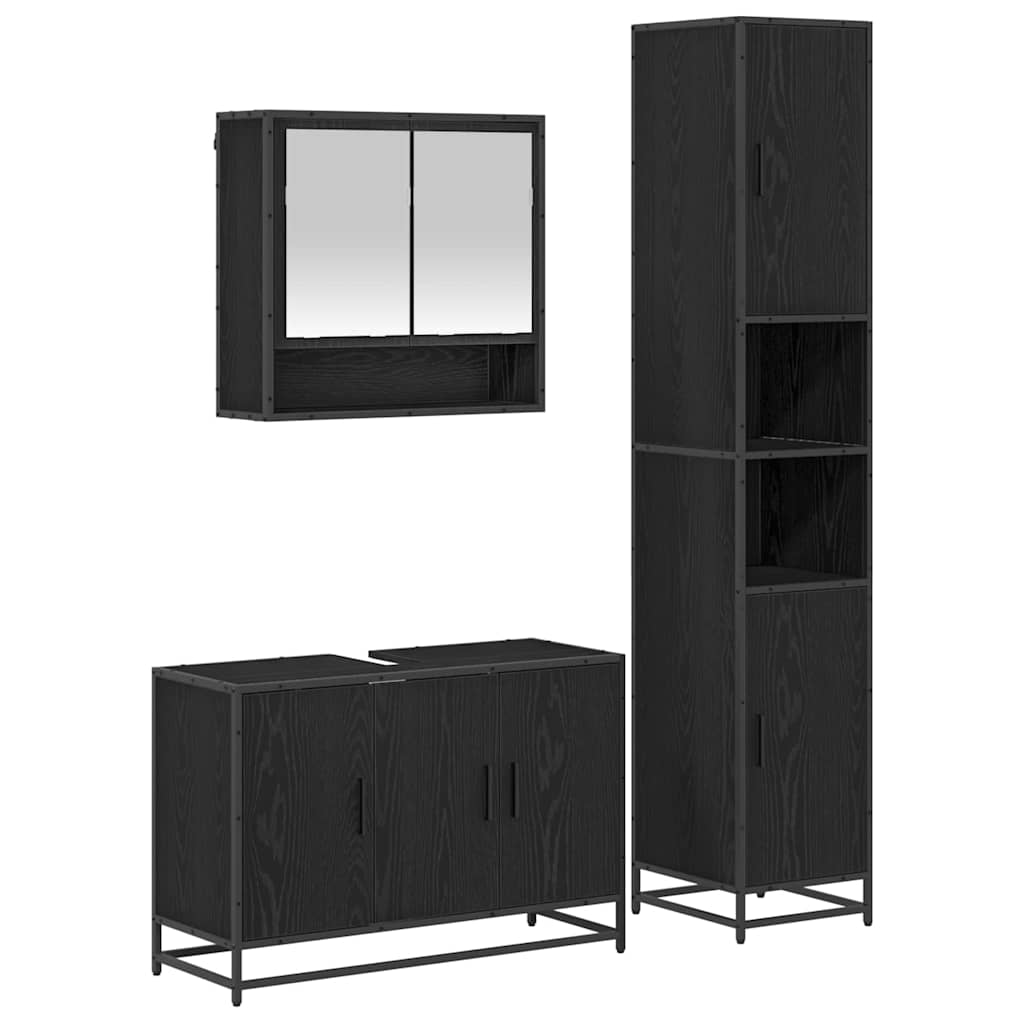 vidaXL Bathroom Furniture Set 3 pcs Old Wood Engineered Wood 2