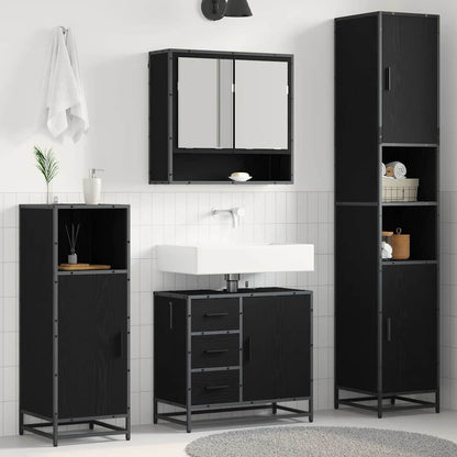 vidaXL Bathroom Furniture Set 3 pcs Black Oak Engineered Wood 1