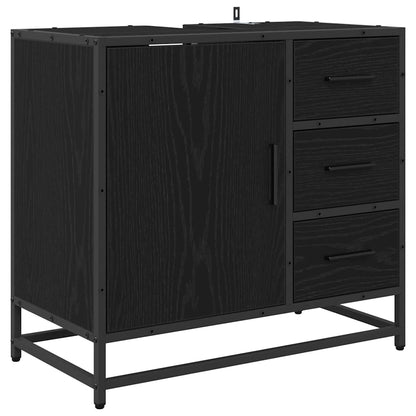 vidaXL Bathroom Furniture Set 3 pcs Black Oak Engineered Wood 6