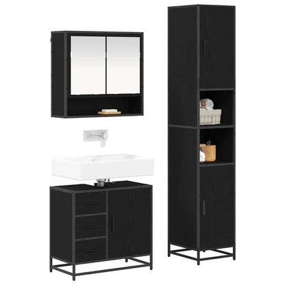 vidaXL Bathroom Furniture Set 3 pcs Black Oak Engineered Wood 3