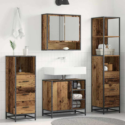 vidaXL Bathroom Furniture Set 4 pcs Old Wood Engineered Wood 1