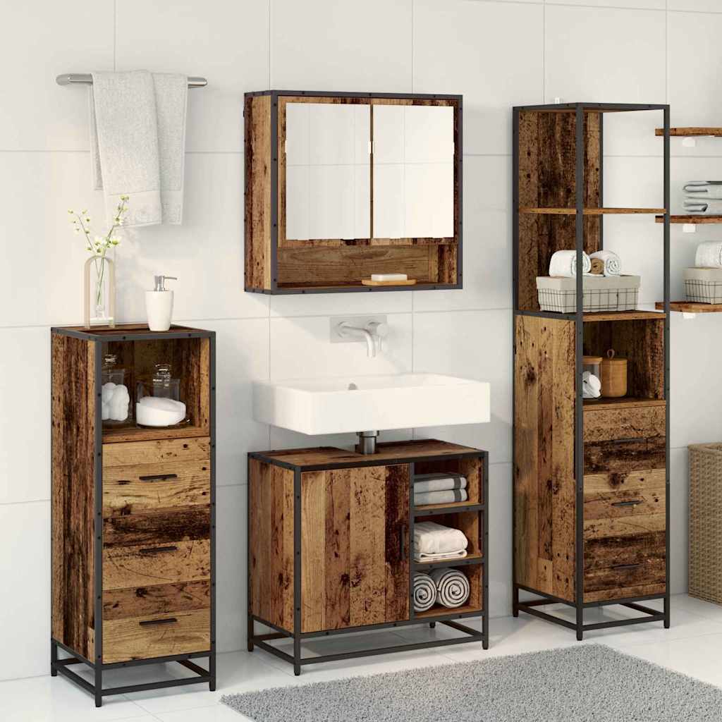 vidaXL Bathroom Furniture Set 4 pcs Old Wood Engineered Wood 4
