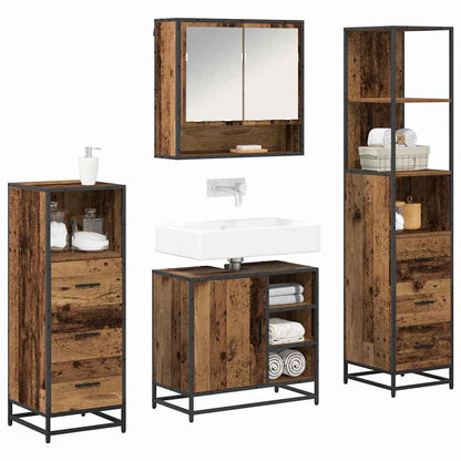 vidaXL Bathroom Furniture Set 4 pcs Old Wood Engineered Wood 3