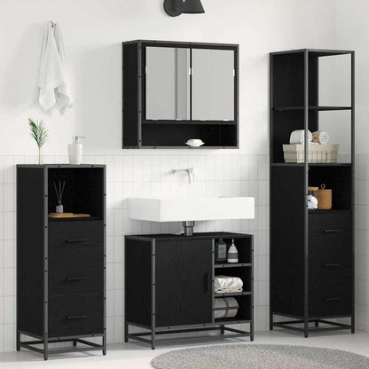 vidaXL Bathroom Furniture Set 4 pcs Black Oak Engineered Wood 1