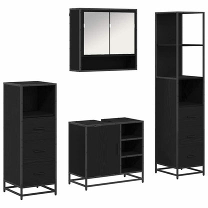 vidaXL Bathroom Furniture Set 4 pcs Black Oak Engineered Wood 2