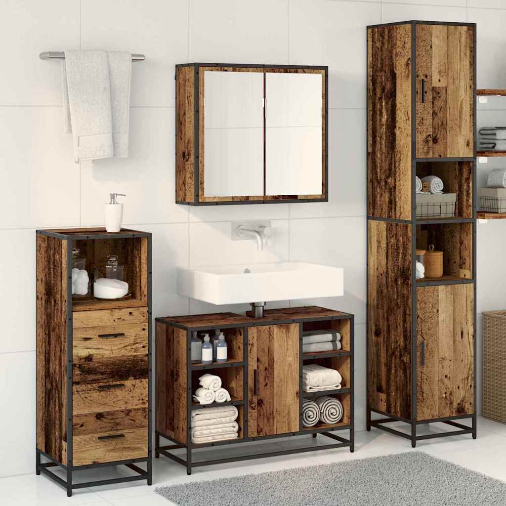 vidaXL Bathroom Furniture Set 3 pcs Old Wood Engineered Wood 4