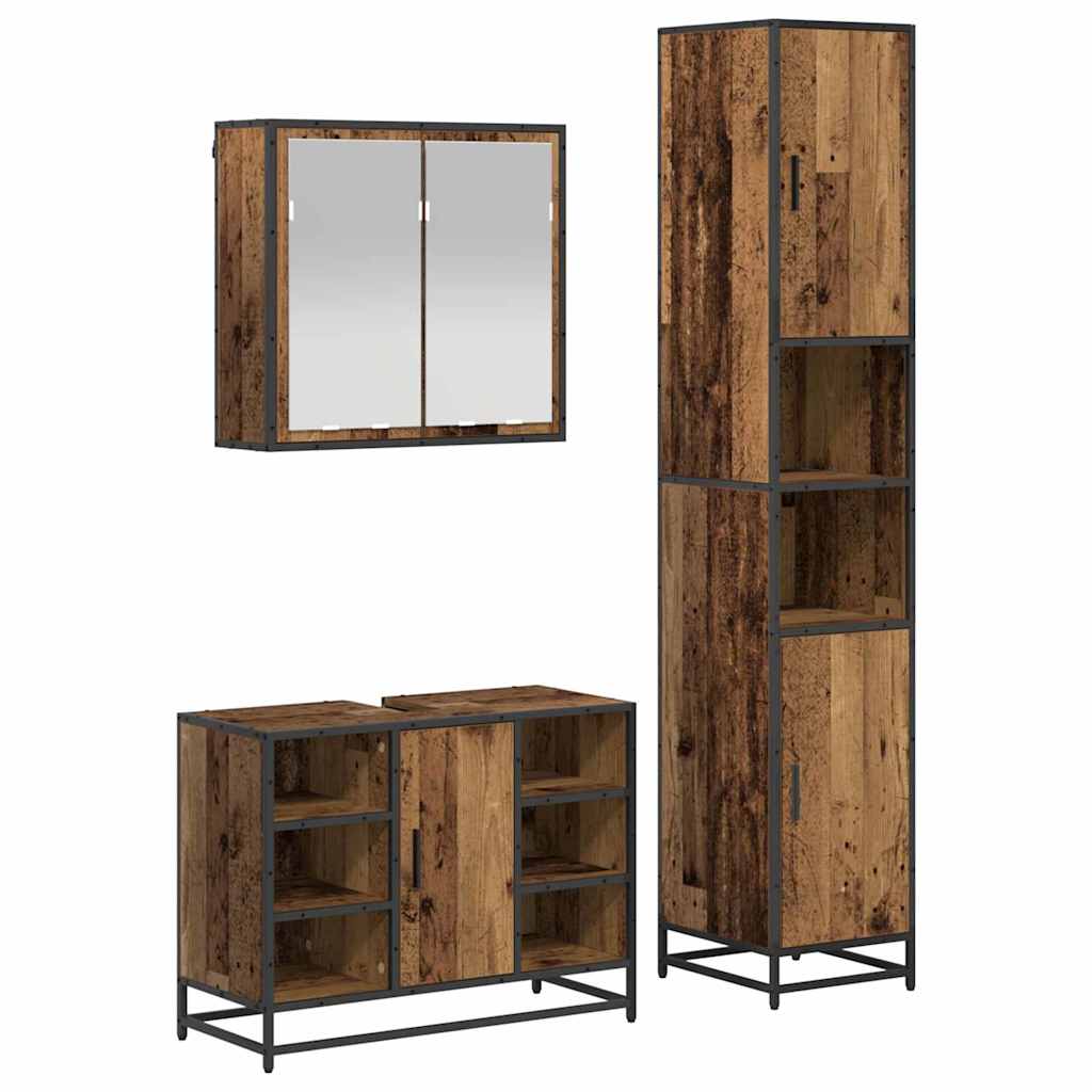 vidaXL Bathroom Furniture Set 3 pcs Old Wood Engineered Wood 2