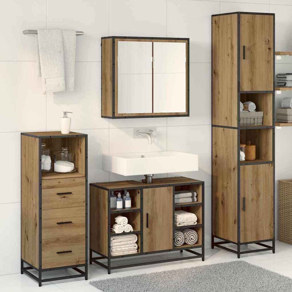 vidaXL Bathroom Furniture Set 3 pcs Artisan Oak Engineered Wood 4