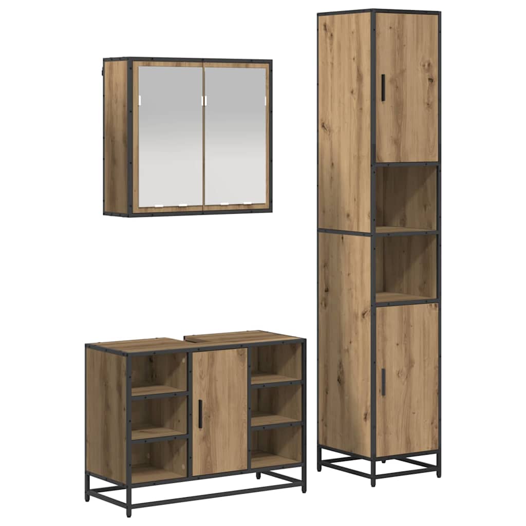 vidaXL Bathroom Furniture Set 3 pcs Artisan Oak Engineered Wood 2